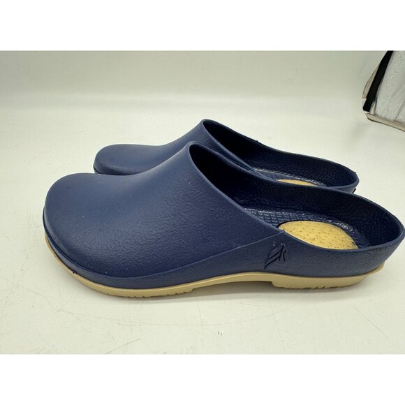 Lacrosse Unisex Slip On Super Birki Clog Shoes Size 8 Blue Beige Casual Footbed - Picture 11 of 12